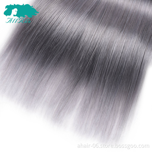 grey color human hair extension, grey hair bundles with closure